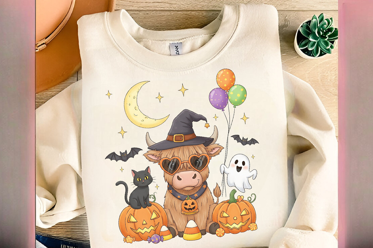 Halloween Highland Cow PNG, an Illustration by Designworld (Photo 1 of 6)