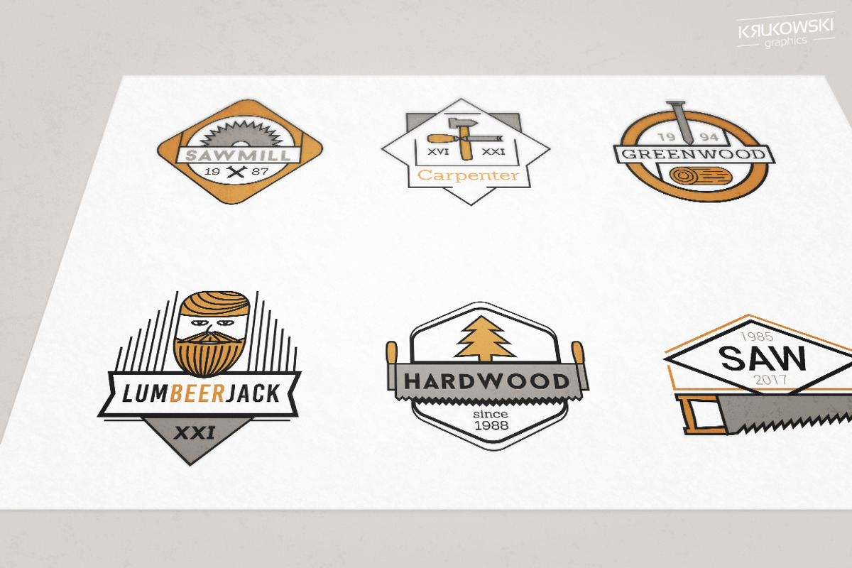 Wood Vector Badges Logo Set, a Branding & Logo Template by Krukowski Graphics (Photo 2 of 6)