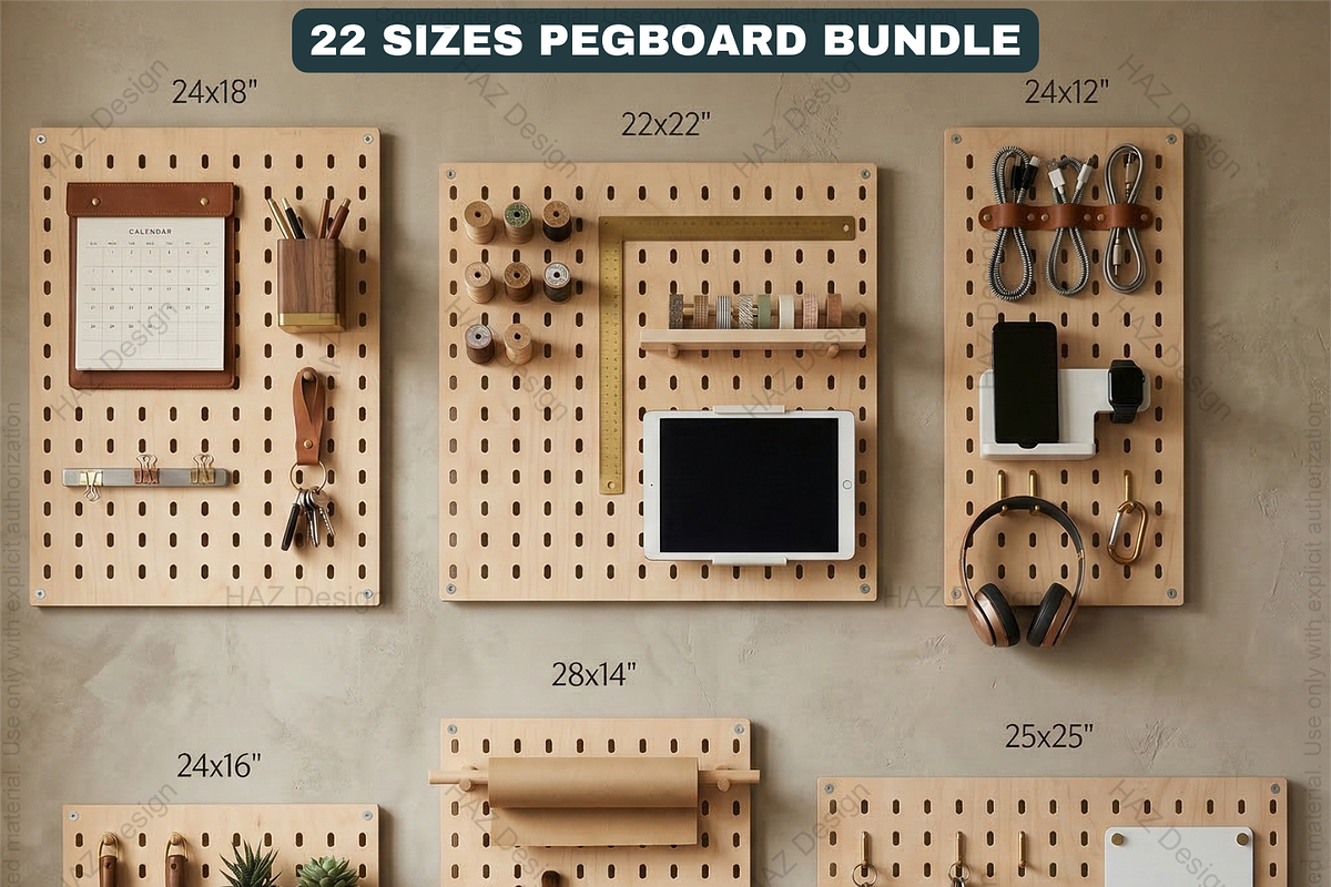22 Size Pegboard Bundle Laser Cut, a Graphic by AtacanDigital (Photo 1 of 8)