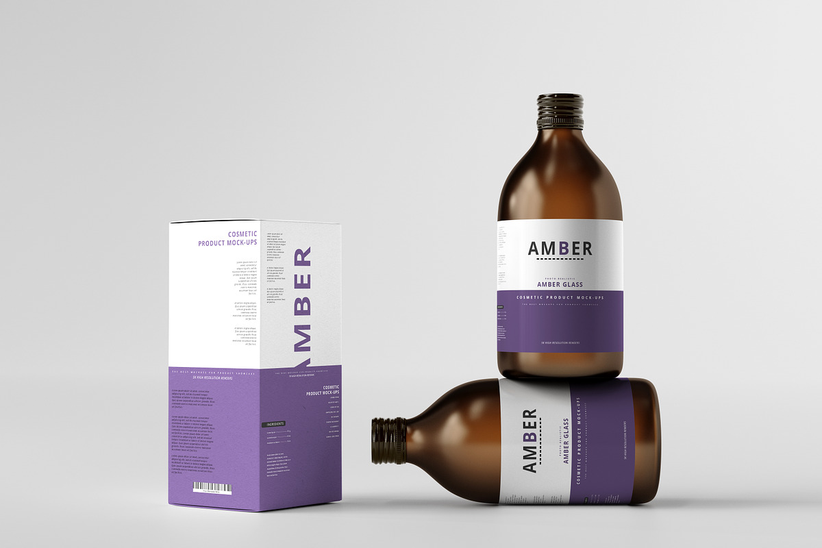 Amber Glass Bottle Mockup, a Cups & Container Mockup by pmvch (Photo 11 of 15)