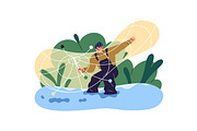 Fishermen catch fish, fishing set, a Person Illustration by PaperTrident (Thumbnail 2 of 9)