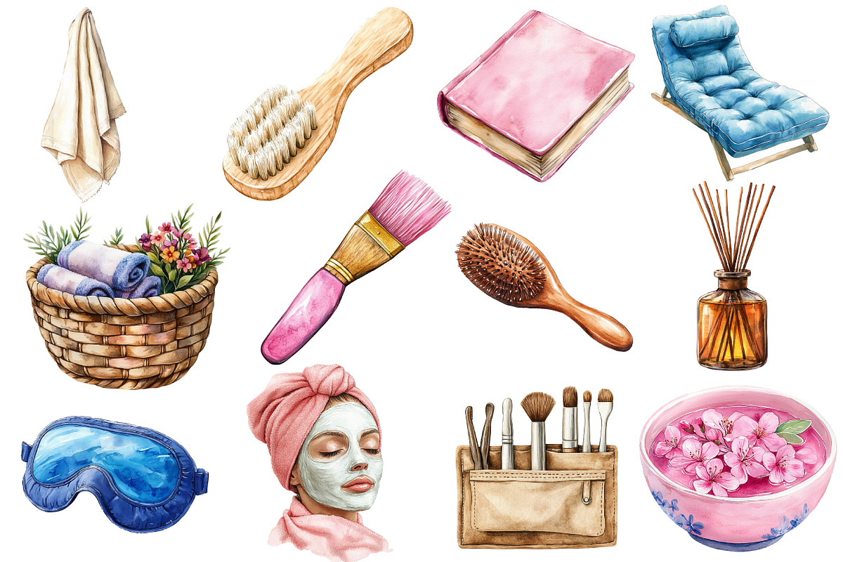 Spa Day Sublimation Clipart Bundle, an Illustration by Designworld (Photo 3 of 6)