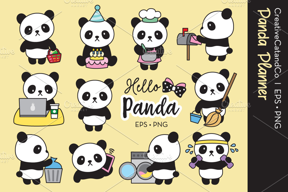 Panda Activity Planner Set, an Illustration by CreativeCatandCo