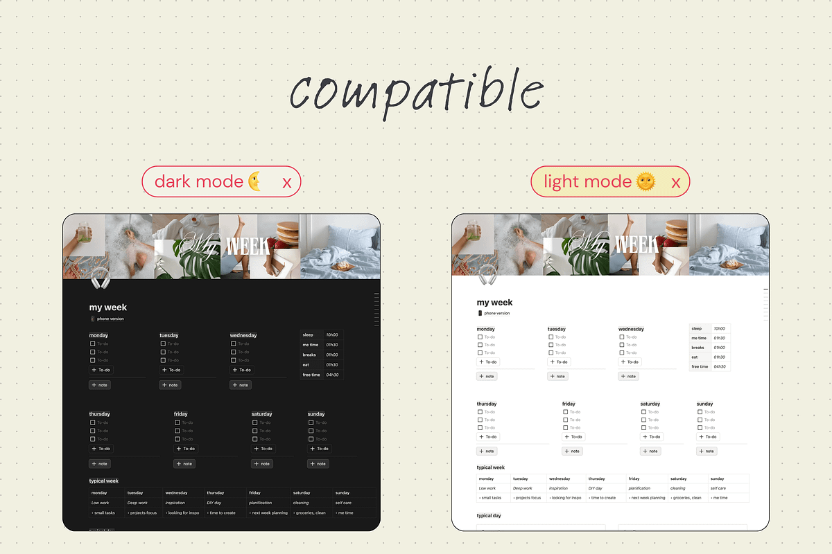 My week - Notion template, an App Template by Iasan Design (Photo 7 of 8)