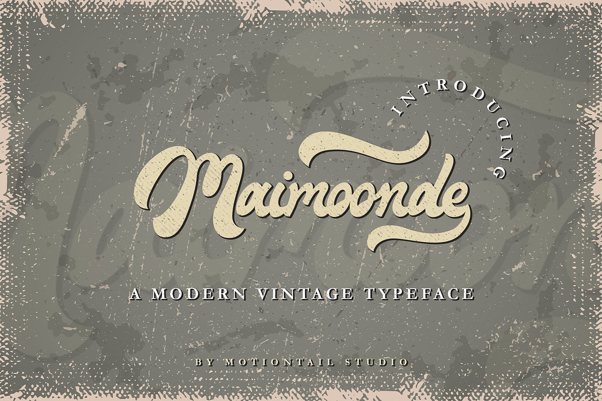 Maimoonde Vintage Font, a Script Font by Motiontail Studio (Photo 1 of 12)