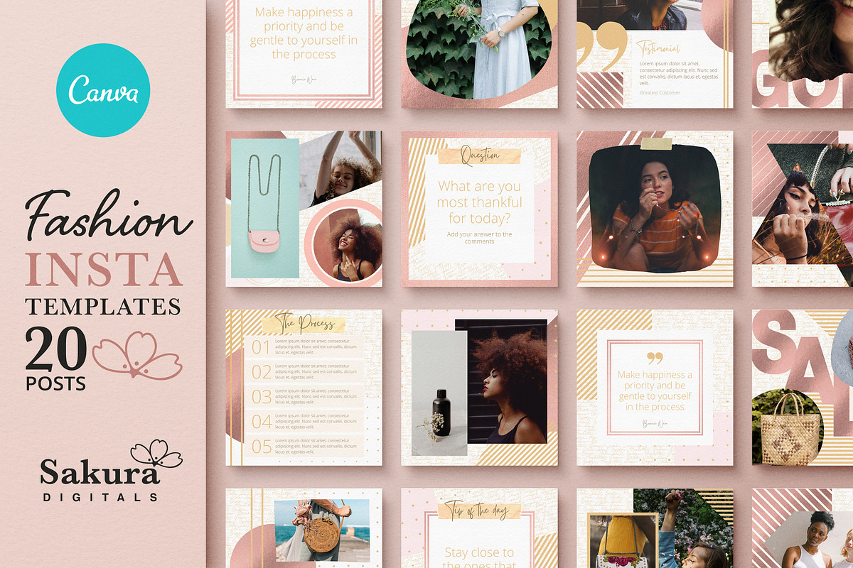 Fashion Instagram Templates Canva, a Social Media Template by Sakura ...