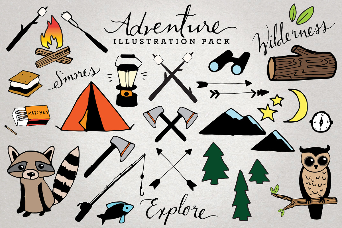 Adventure & Camping Illustration Set, an Animal Illustration by Lemonade Pixel (Photo 1 of 3)