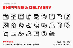 Shipping & delivery icons (Line), an Outline Icon by Totto House