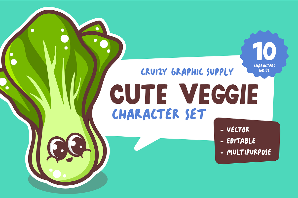 Cute Veggie - Character Set, a Food Illustration by Cruizy & Co (Photo 1 of 5)