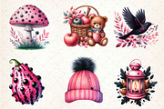 Pink and Black Autumn Clipart, an Illustration by Dream Creation (Thumbnail 3 of 6)