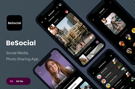 BeSocial Media Photo Sharing App, an UI Kit Template by Opus LabWorks