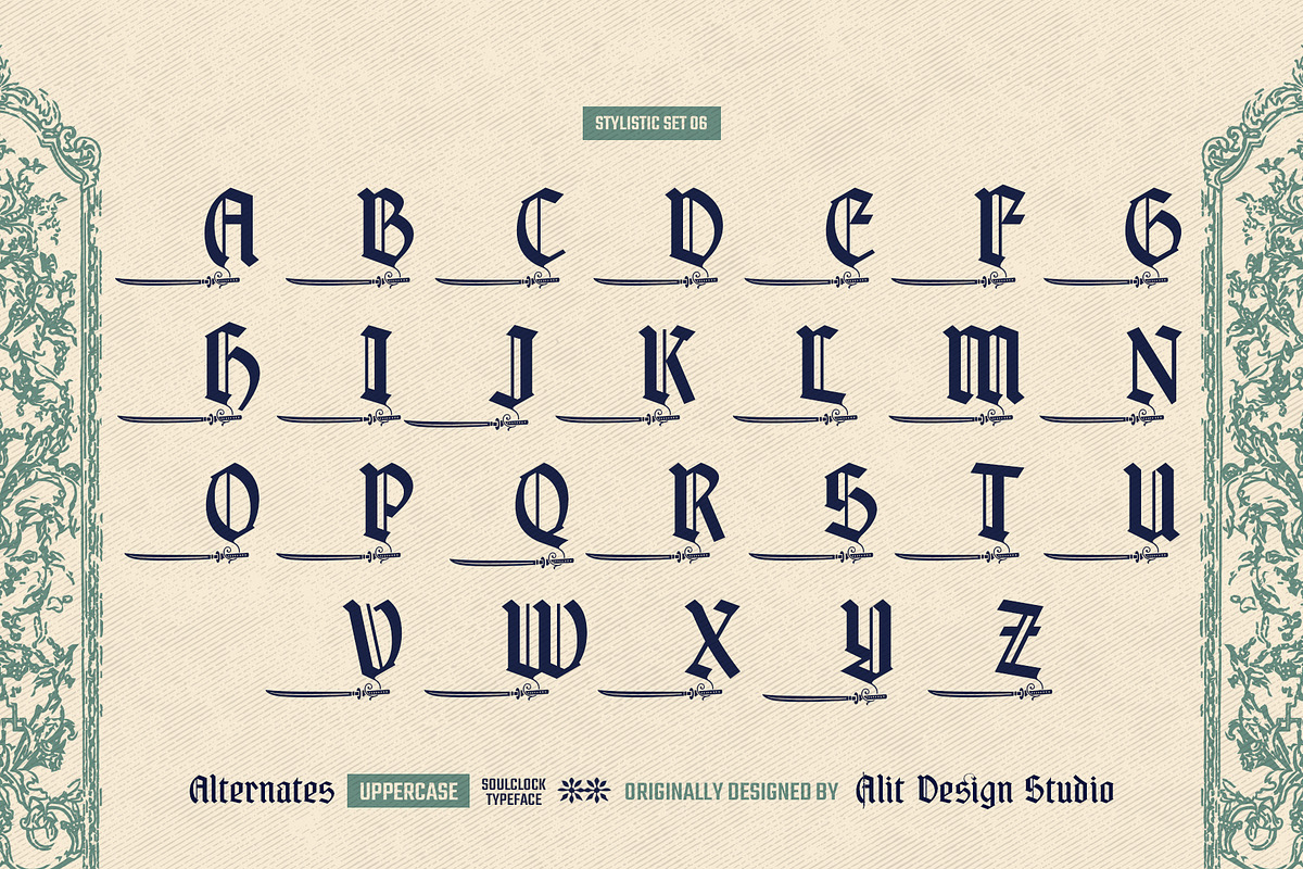 Soul Clock Typeface, a Blackletter Font by alit design (Photo 14 of 20)
