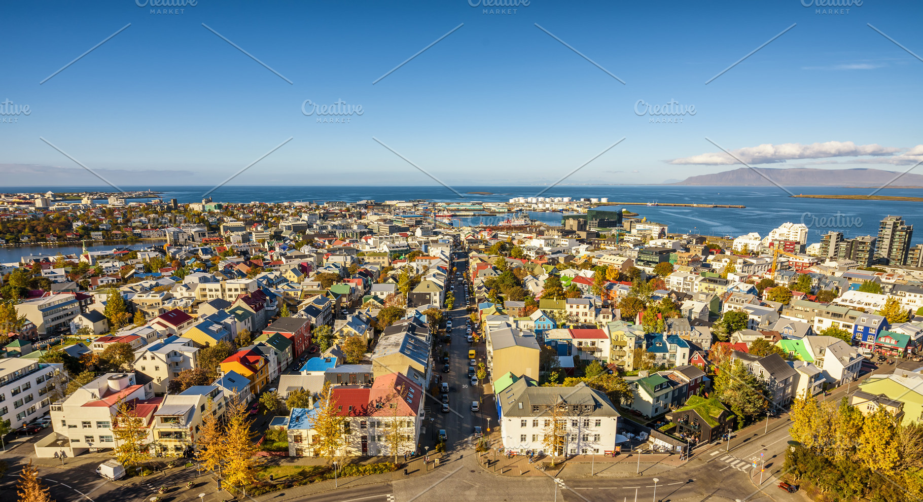 Reykjavik in iceland viewed from above stock photo containing hallgrimskirkja, an Architecture Photo by Nick Fox