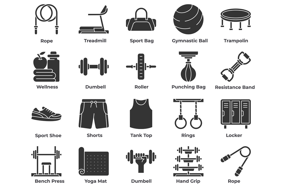 Gym and Fitness Icons, an Outline Icon by Tekuni (Photo 7 of 8)