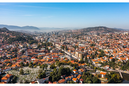 Cityscape of Sarajevo on a sunny day