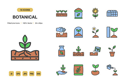 Botanical Color Icons, an Icon by Spacepixel Creative