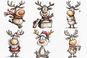 Quirky Funny Christmas Reindeer, an Illustration by Canvas Craft (Thumbnail 4 of 7)