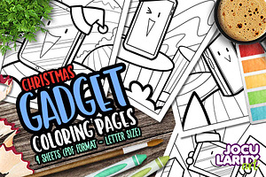 Cute Christmas Gadget Coloring Pages, a Technology Illustration by Jocularity Art