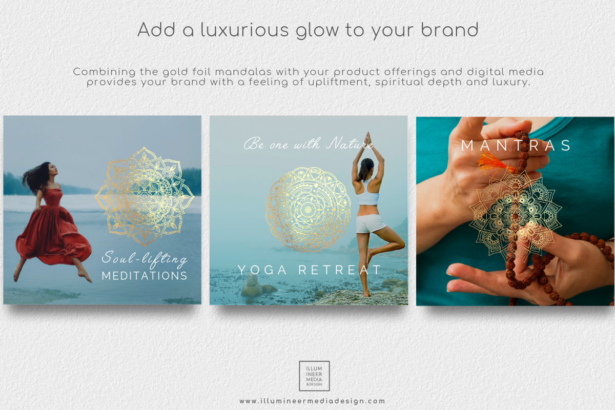 6 Gold Foil Mandala Overlays, a Graphic by Illumineer Media & Design (Photo 3 of 4)