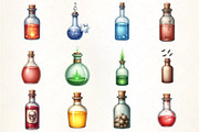 Spooky Potion Bottles Clipart, an Illustration by CrexoraLab (Thumbnail 2 of 5)