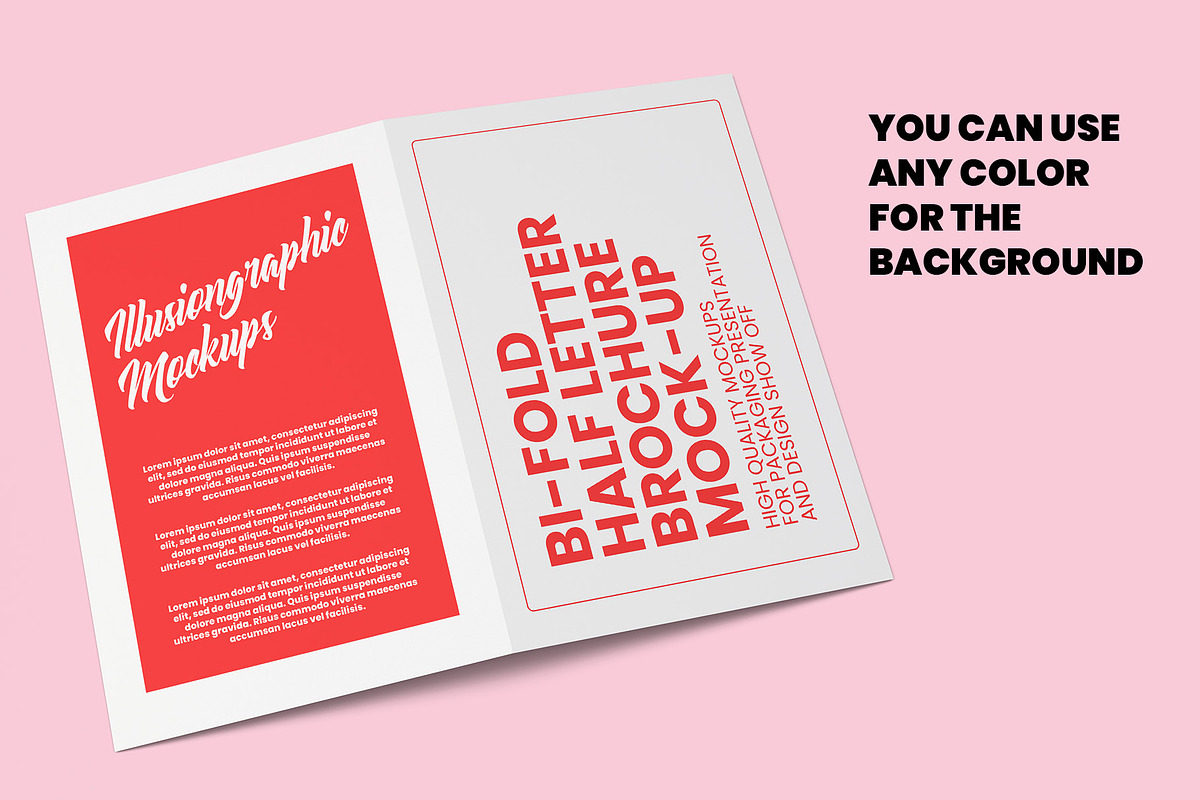 Bi-Fold Half Letter Brochure Mock-up, a Books & Magazine Mockup by Illusiongraphic (Photo 5 of 14)