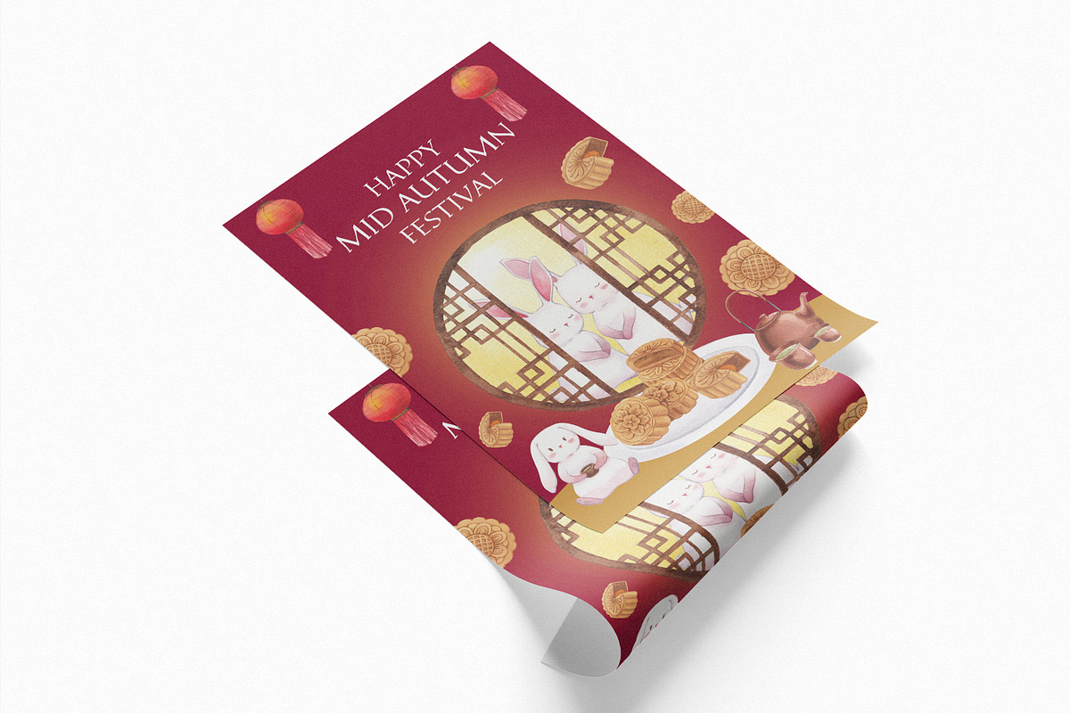 Mid-Autumn Festival & White Rabbit, an Animal Illustration by CreativeValuation (Photo 9 of 17)