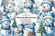 Watercolor Blue Snowman, a Seasonal Illustration by CreationArt (Thumbnail 1 of 7)