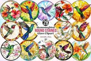 Hummingbird Round Stained Glass, an Illustration by Canvas Craft