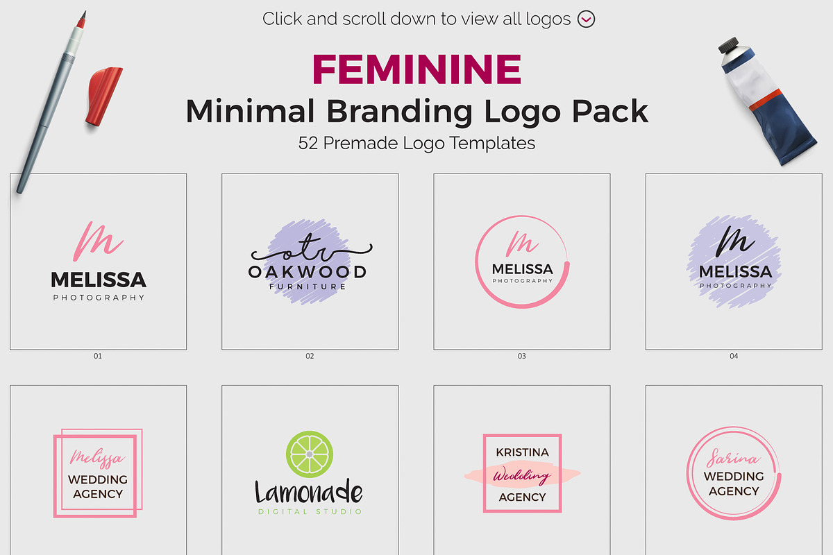 140 Feminine Branding Logo Bundle, a Branding & Logo Template by XpertgraphicD (Photo 8 of 25)