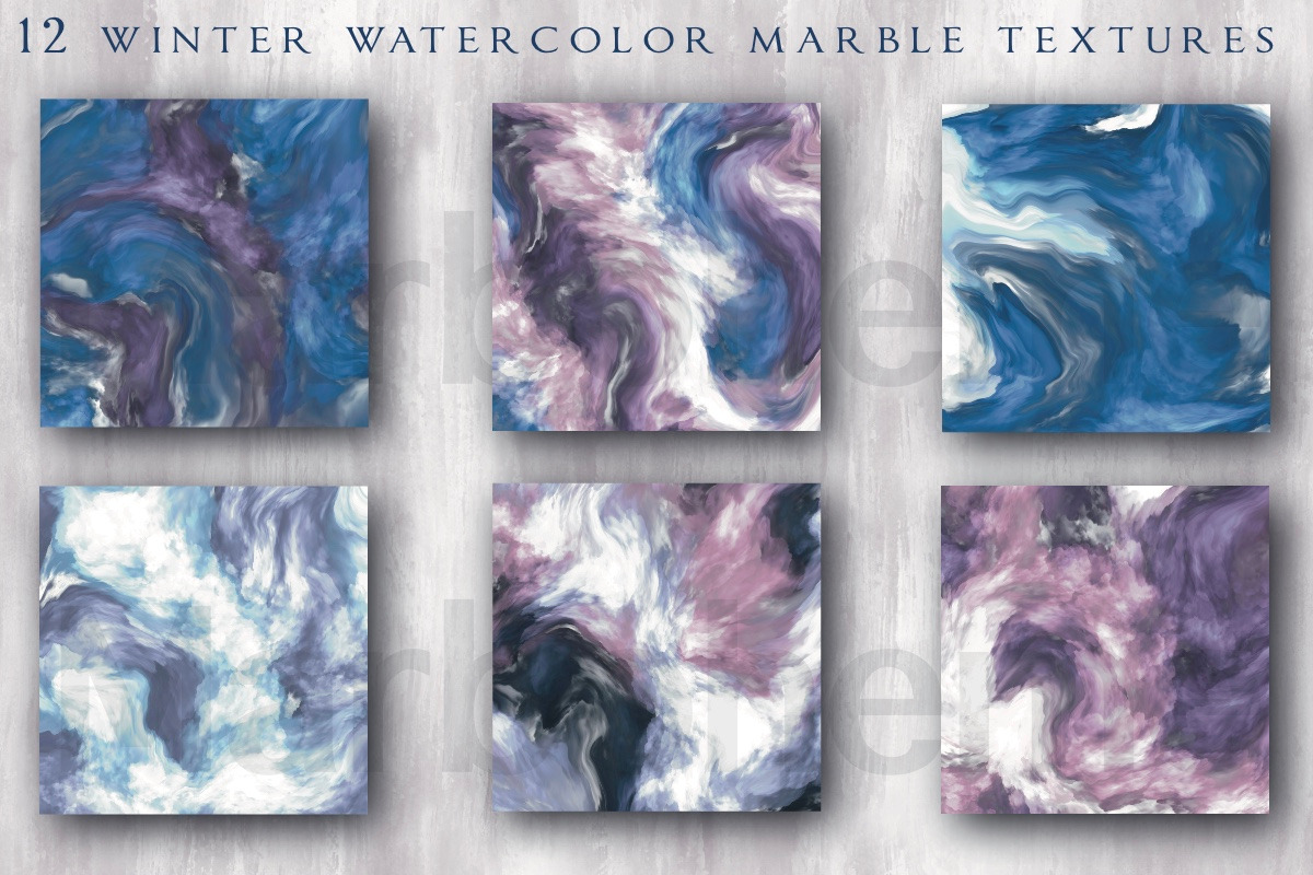 Winter Watercolor Marble Textures, a Texture Graphic by Luna Y Mar (Photo 2 of 7)