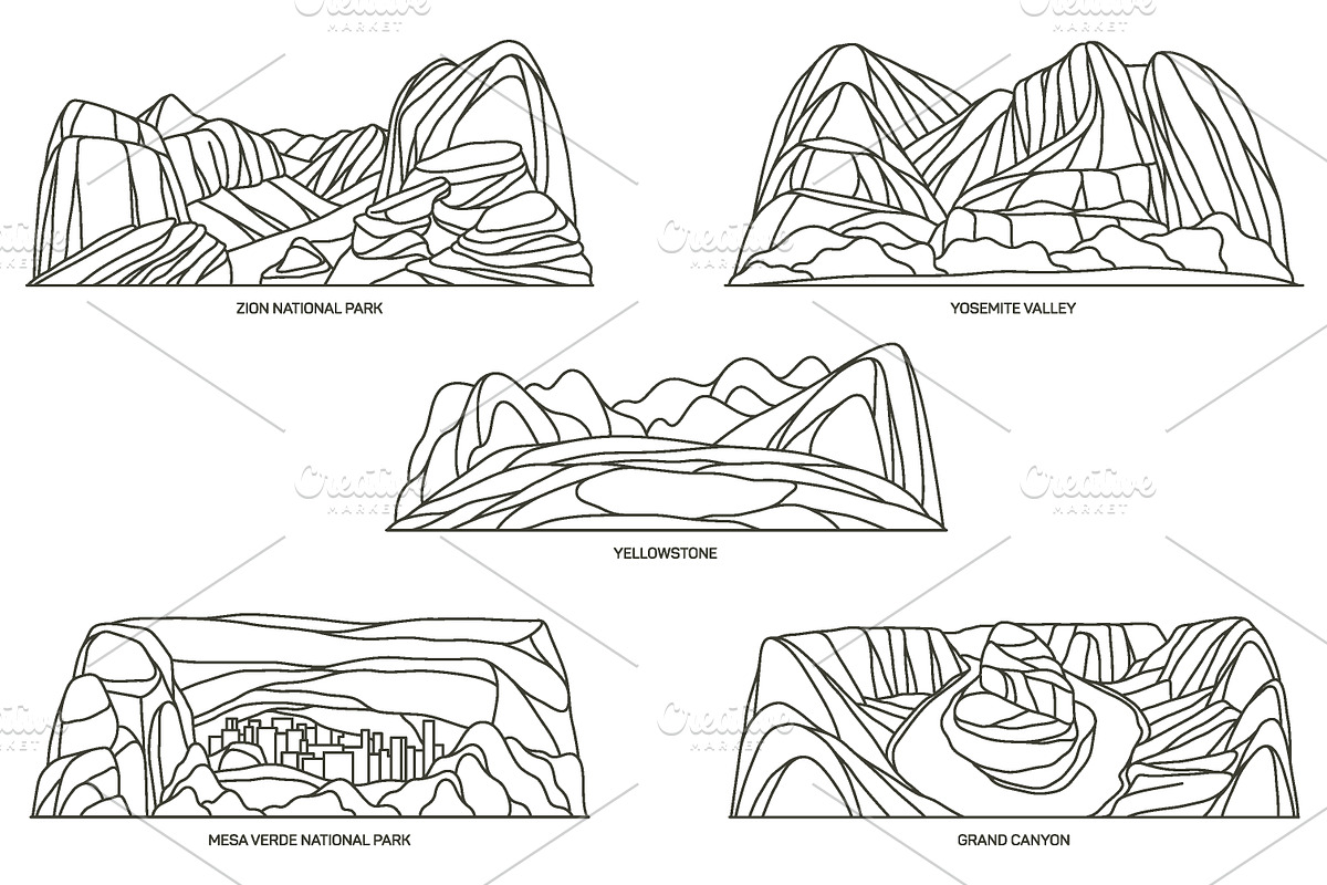 Nature sights of USA in line, an Illustration by GenziWorkshop (Photo 8 of 8)
