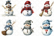 Christmas Snowman Clipart, an Illustration by Black Bird Studio (Thumbnail 2 of 6)