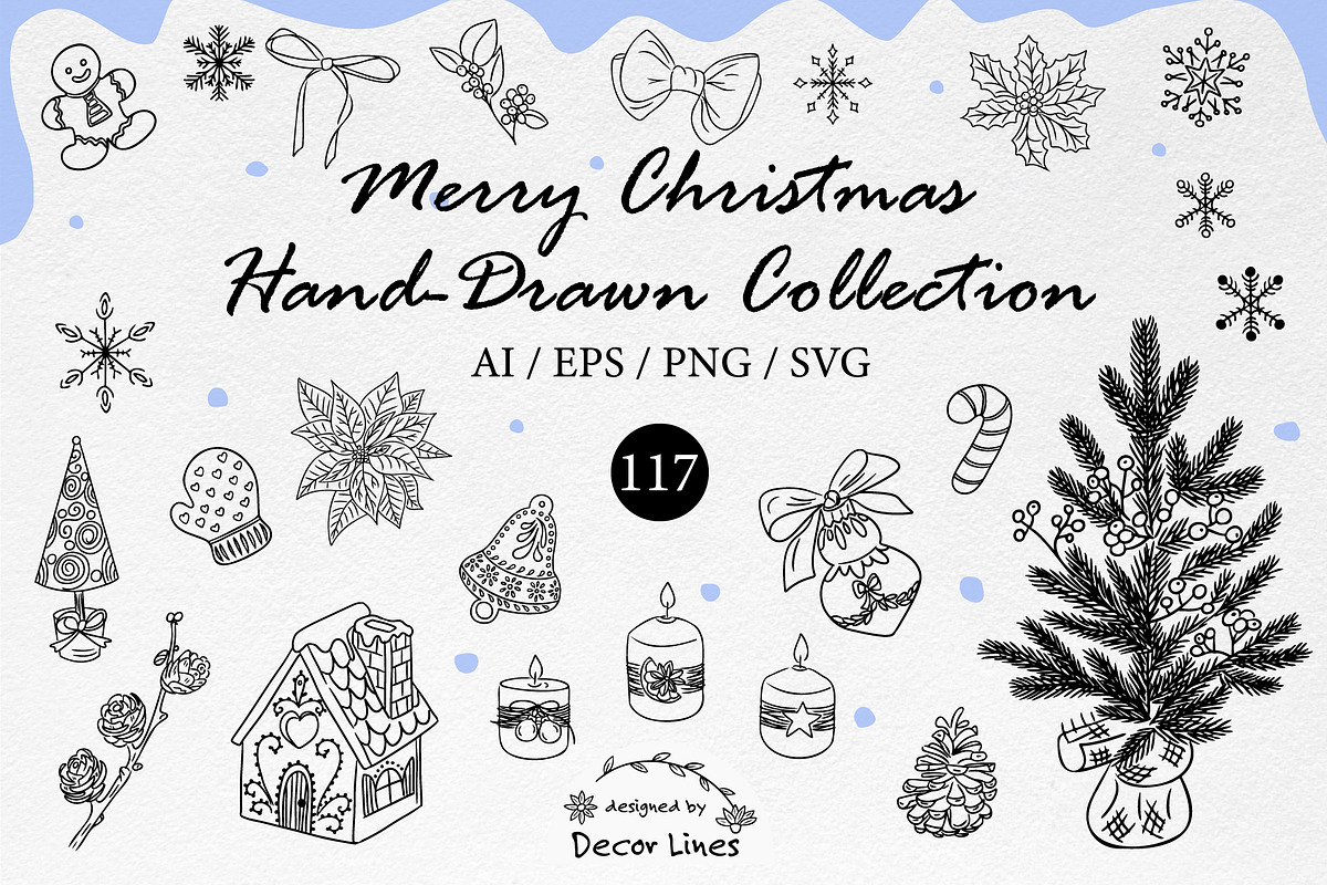 Merry Christmas HandDrawn Collection, a Decorative Illustration by Decor Lines (Photo 1 of 12)