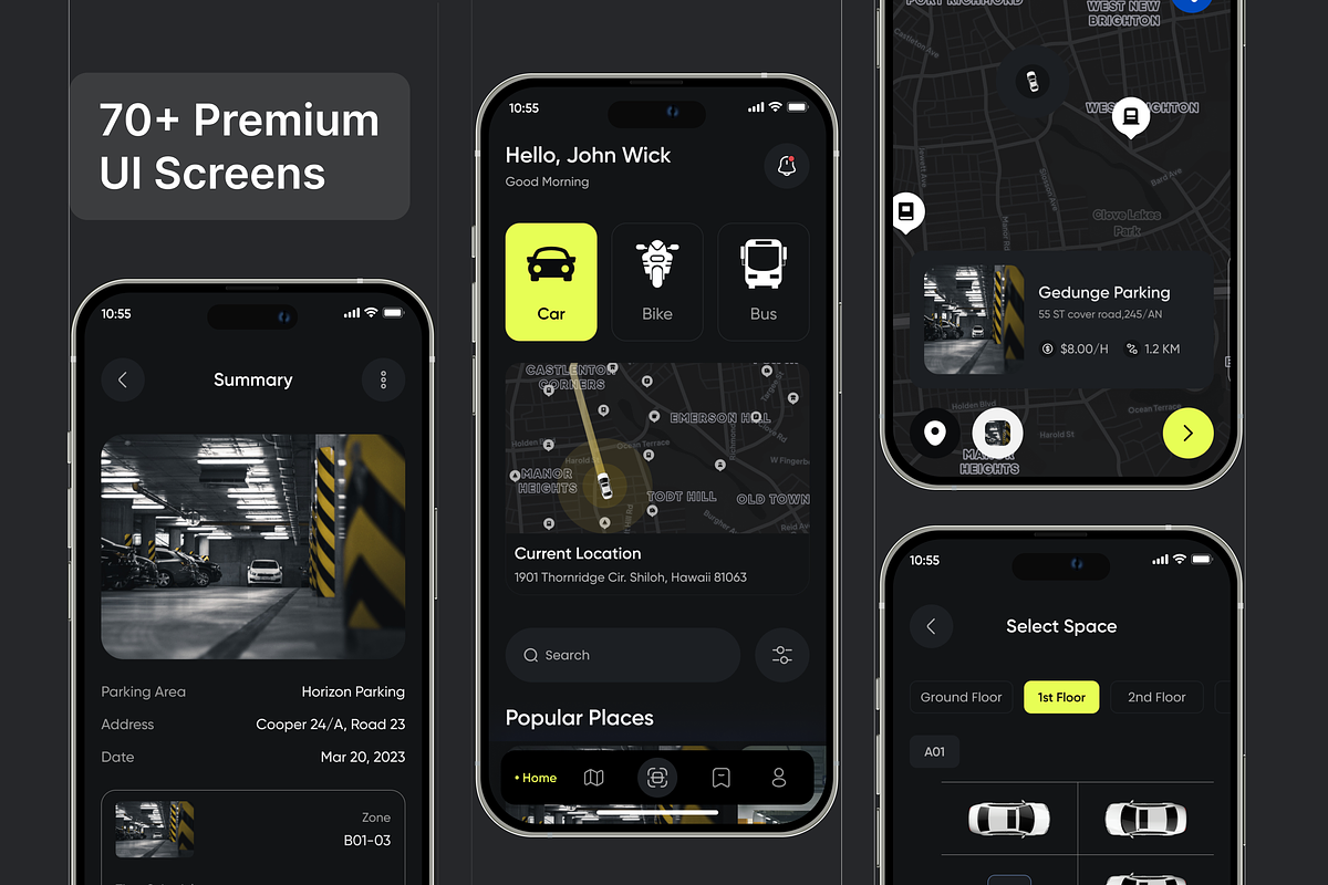 Filllo Parking Space Booking App UI, an UI Kit Template by floxui (Photo 5 of 8)