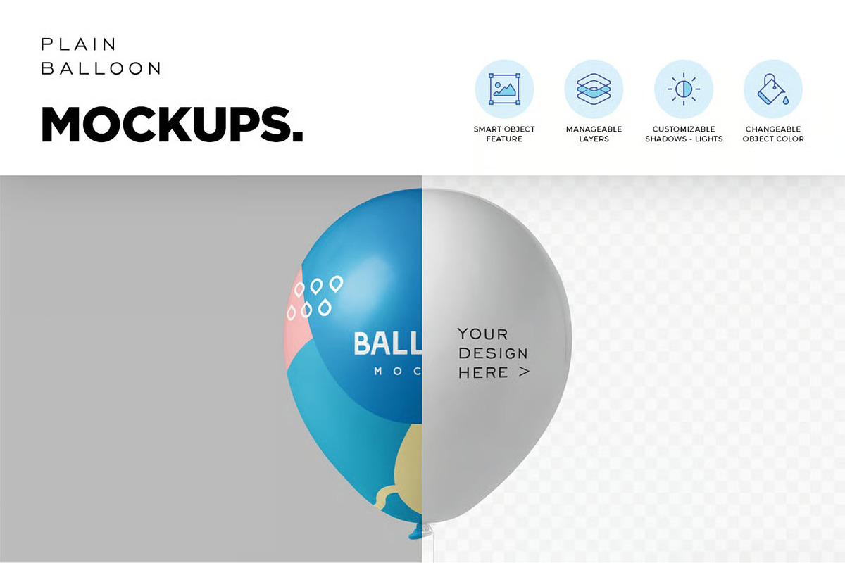 Floating Balloon Mockups, a Product Mockup by megostudi0 (Photo 5 of 6)