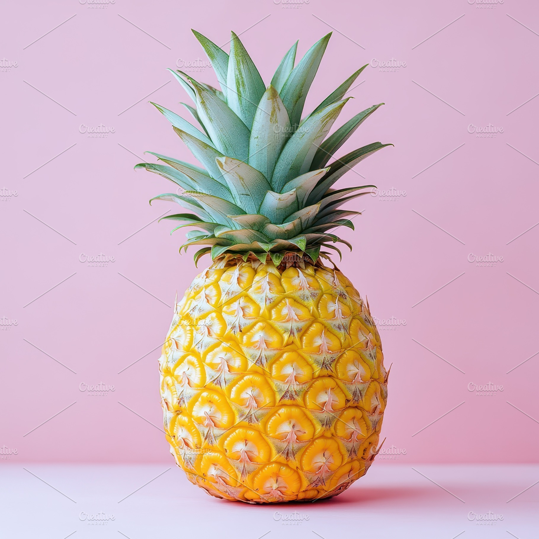 Ripe Pineapple on Pink Background Tr, a Food & Drink Photo by Pixeness Studio
