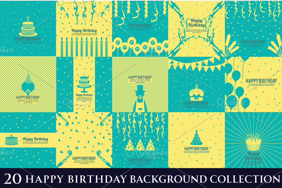 Happy Birthday Backgrounds Bundle, an Illustration by naem021 (Photo 3 of 3)