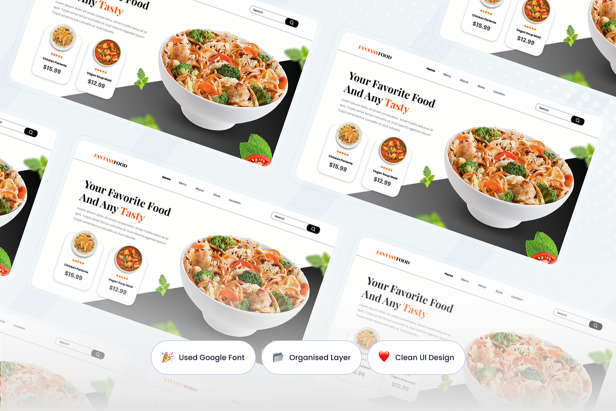 Fantasy Food Restaurant Hero Header, a Templates & Theme by SquidPixey (Photo 2 of 3)