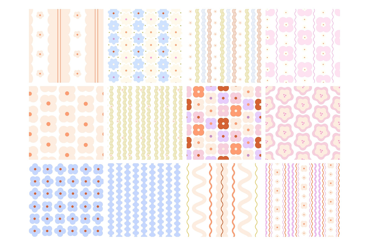 Wave & Blossom Seamless Patterns, a Pattern Graphic by PaperJamLab (Photo 17 of 21)