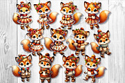 Cute Autumn Fox Clipart Set, a Seasonal Illustration by V Design Creator (Thumbnail 9 of 9)