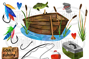 Watercolor Fishing Clipart, an Illustration by DigitalArtsi (Thumbnail 2 of 2)