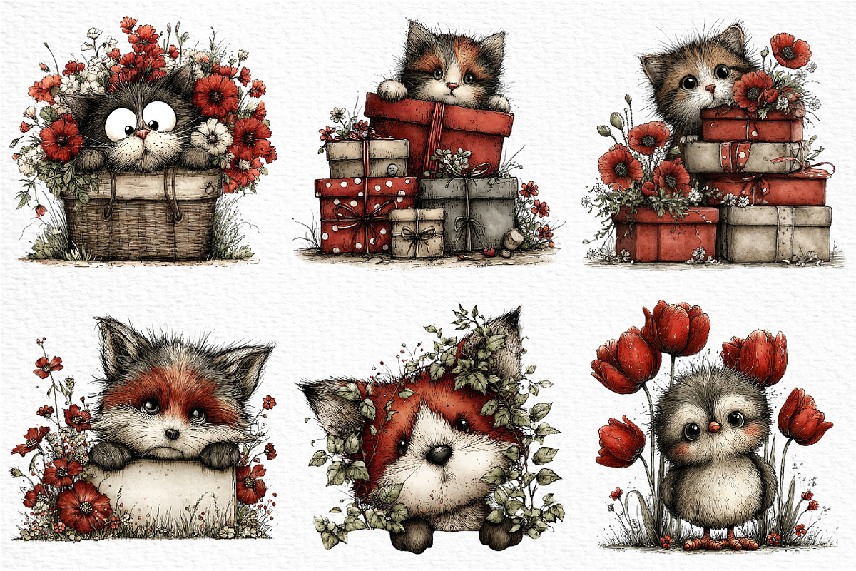 Whimsical Spring Peeking Animals PNG, an Illustration by Craft Nest (Photo 5 of 12)