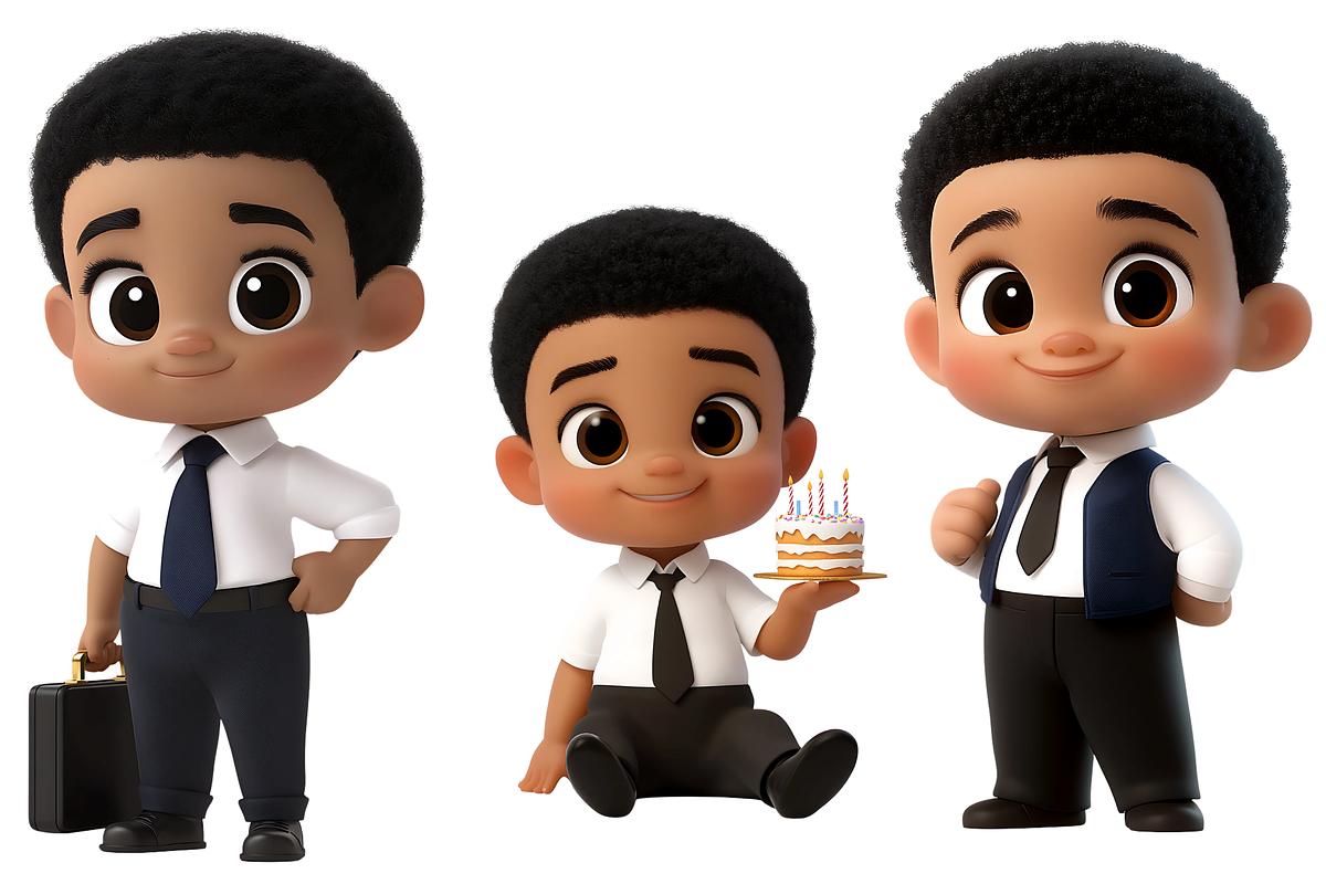 Little Boss Cute Boy Clipart SET, a Person Illustration by ninakosh (Photo 2 of 10)