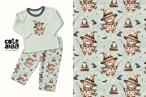 Pattern with wizard bear, a Pattern Graphic by Cuteanny Design