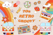 70s Retro Groovy Vintage Collection, a Decorative Illustration by VectoriyA (Thumbnail 1 of 6)