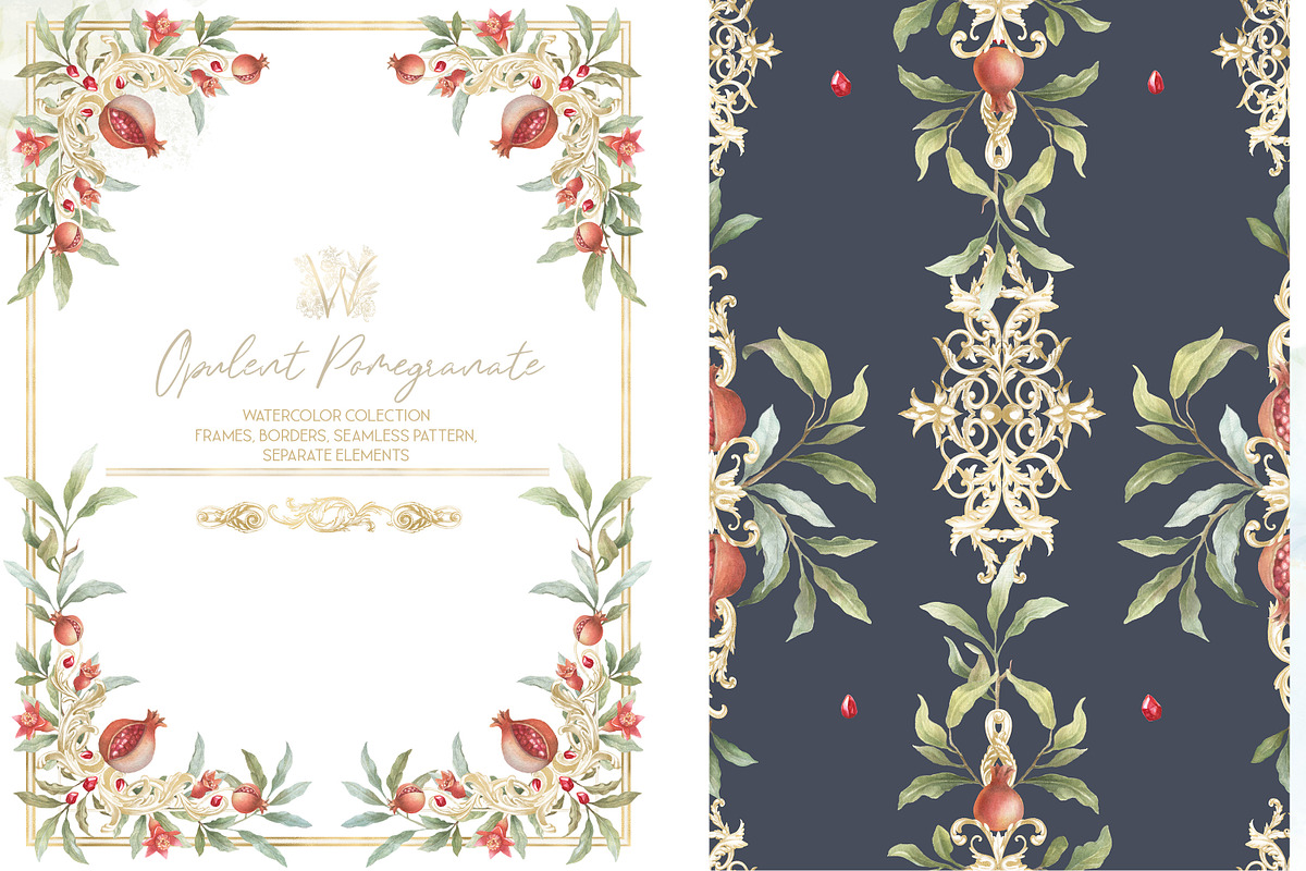 Watercolor Pomegranate collection, a Decorative Illustration by WonderWonder (Photo 10 of 12)