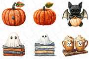 Watercolor Cozy Halloween Clipart, an Illustration by DreamPrint404 (Thumbnail 3 of 5)