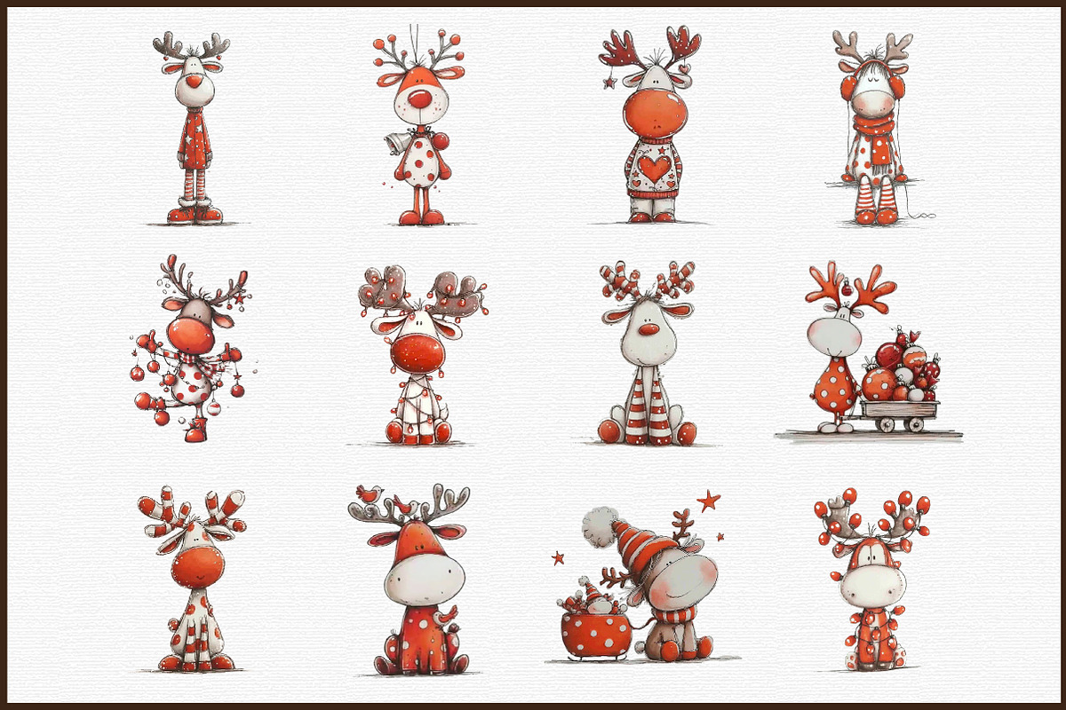 Quirky Funny Christmas Reindeer Clip, an Illustration by Sublimation Artist (Photo 3 of 6)