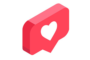 isometric pink like notification