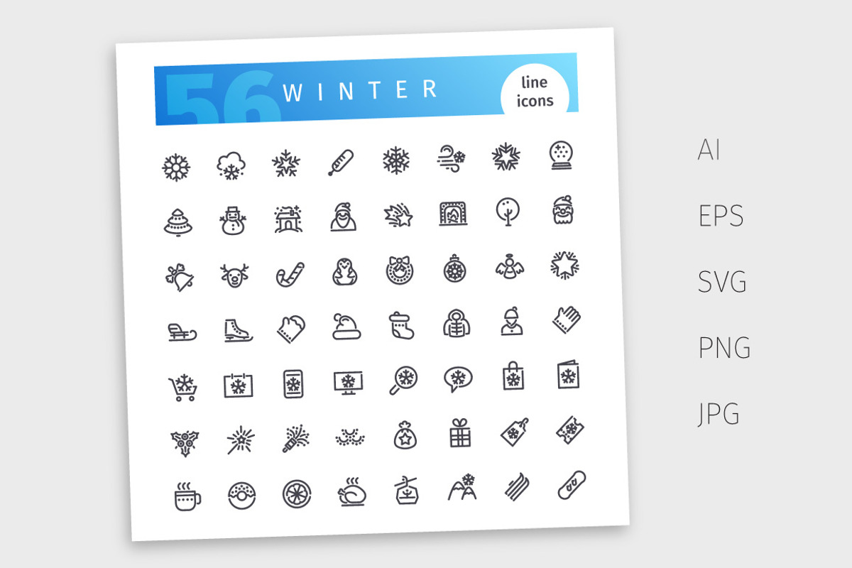 Winter Line Icons Set, an Icon by Voysla's Shop (Photo 4 of 4)